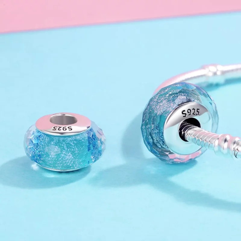 (imagen para) Pandora Estilo Cuenta de Murano de Vidrio Azul - SCZ054 - Ver 5