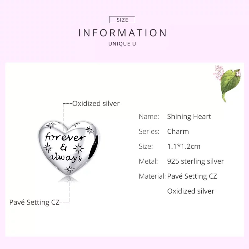 (imagen para) Pandora Estilo Encanto de Corazón Plateado Brillante - SCC1735 - Ver 7