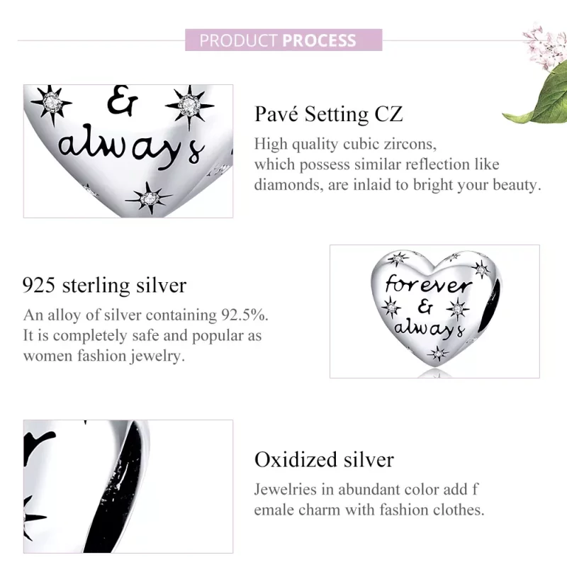 (imagen para) Pandora Estilo Encanto de Corazón Plateado Brillante - SCC1735 - Ver 8