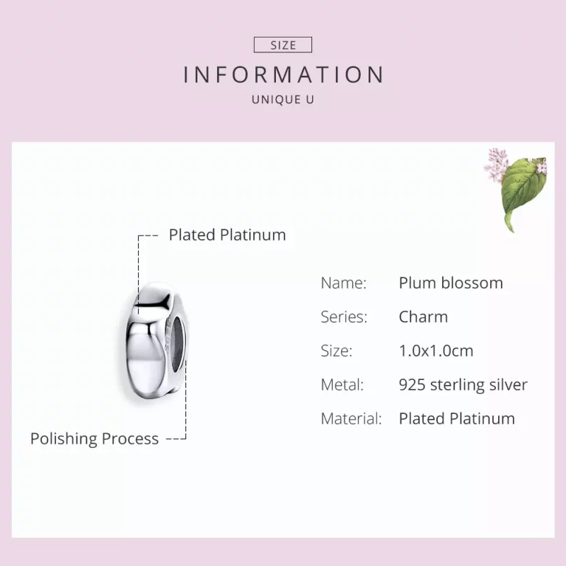 (imagen para) Pandora Estilo Espaciador de Flor de Ciruelo de Plata - SCC1168 - Ver 3