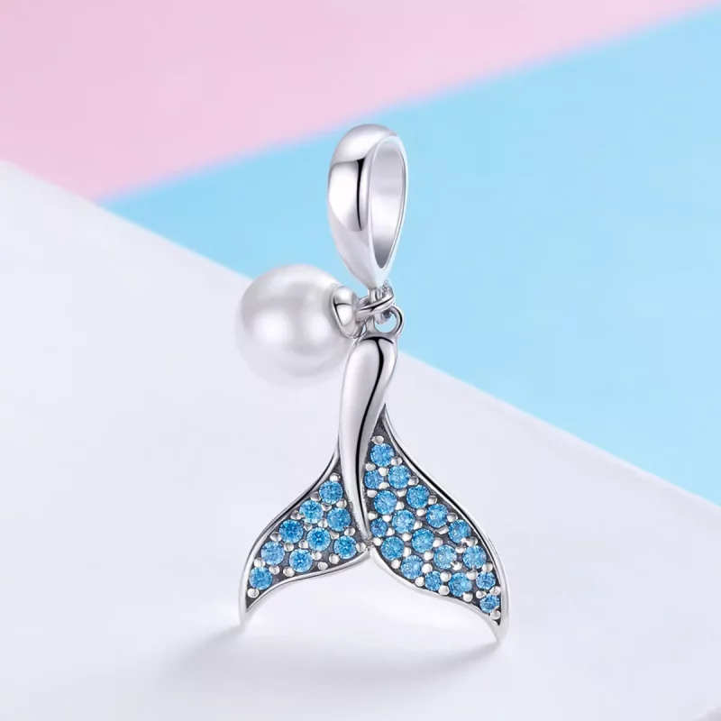 (imagen para) Pandora Style Charm de Cola de Sirena Plateada con Abalorios - SCC877 - Ver 2
