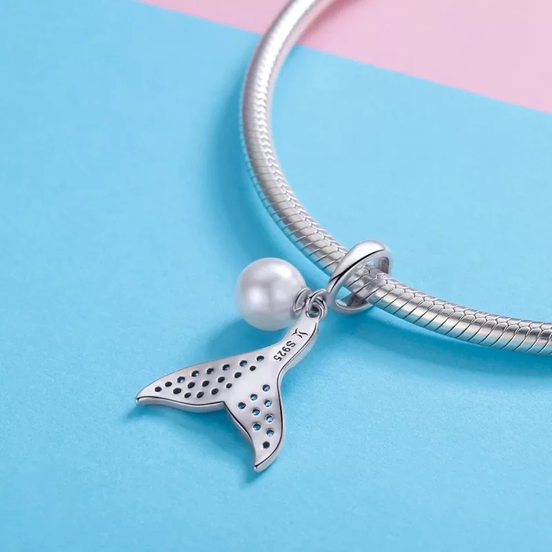 (imagen para) Pandora Style Charm de Cola de Sirena Plateada con Abalorios - SCC877 - Ver 4