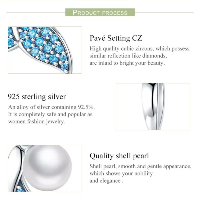 (imagen para) Pandora Style Charm de Cola de Sirena Plateada con Abalorios - SCC877 - Ver 6