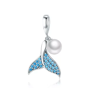 (imagen para) Pandora Style Charm de Cola de Sirena Plateada con Abalorios - SCC877