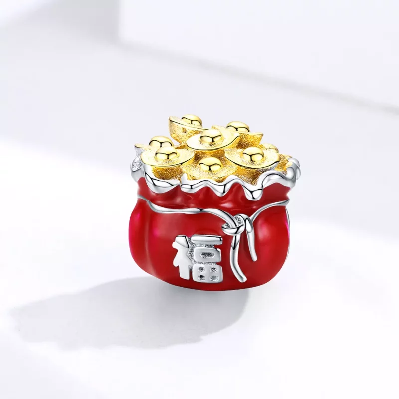 (imagen para) Pandora Style Charm de Dos Tonos Bolsa de la Suerte - BSC100 - Ver 2