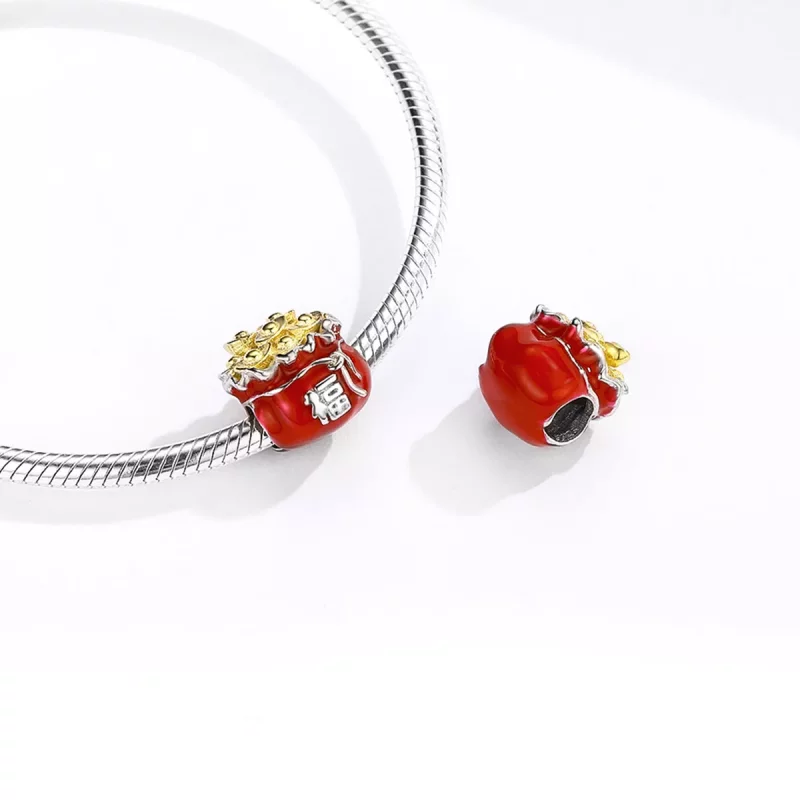 (imagen para) Pandora Style Charm de Dos Tonos Bolsa de la Suerte - BSC100 - Ver 4