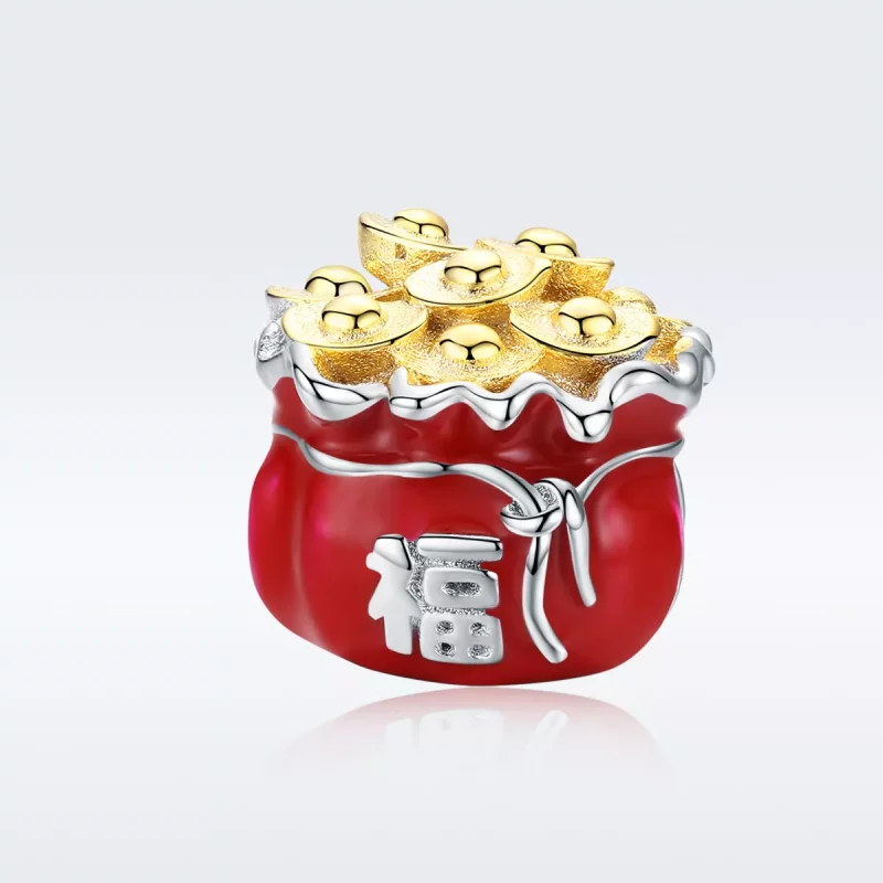 (imagen para) Pandora Style Charm de Dos Tonos Bolsa de la Suerte - BSC100 - Ver 5