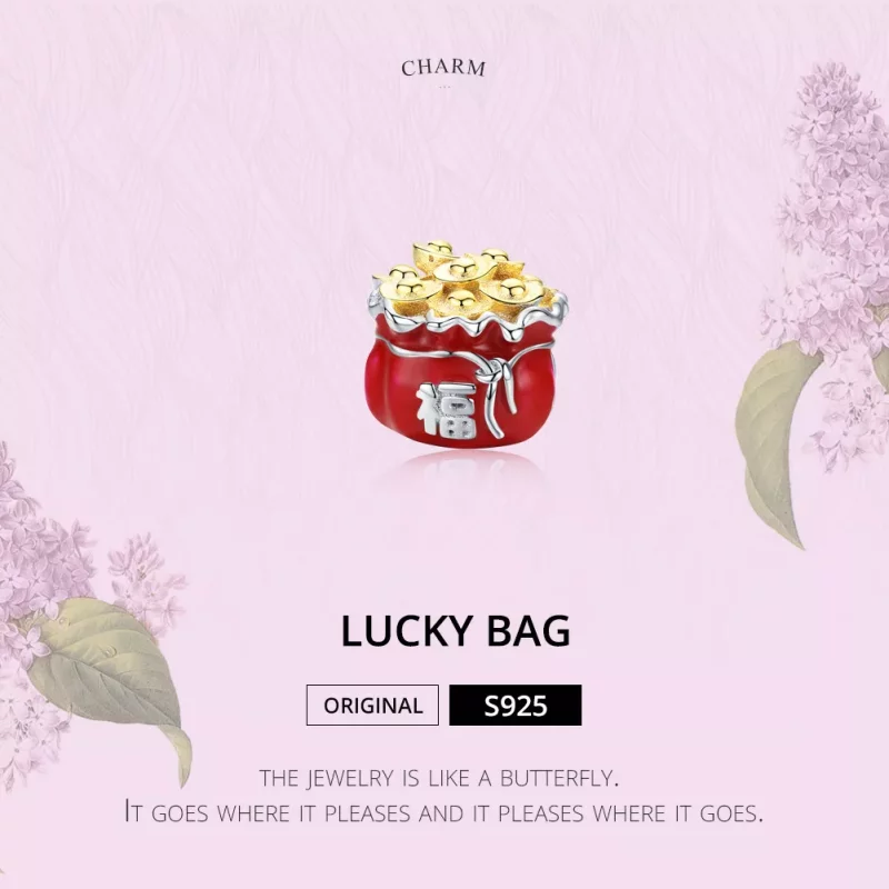 (imagen para) Pandora Style Charm de Dos Tonos Bolsa de la Suerte - BSC100 - Ver 6