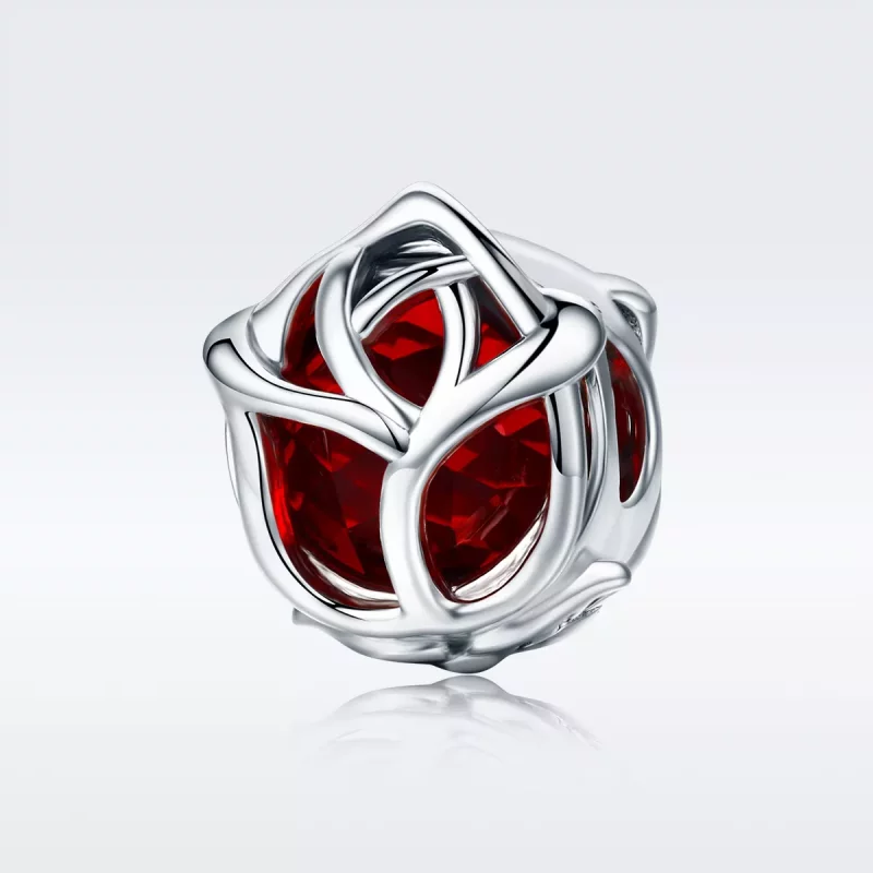 (imagen para) Pandora Style Charm de Plata con Rosas Rojas - SCC568 - Ver 2