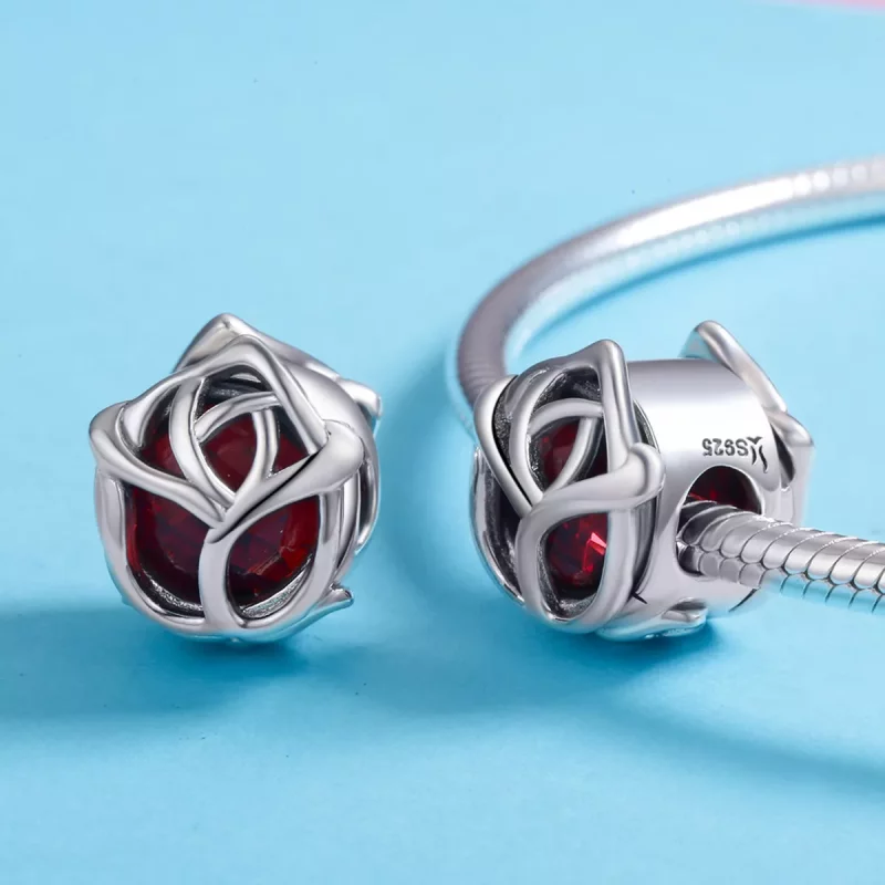 (imagen para) Pandora Style Charm de Plata con Rosas Rojas - SCC568 - Ver 5