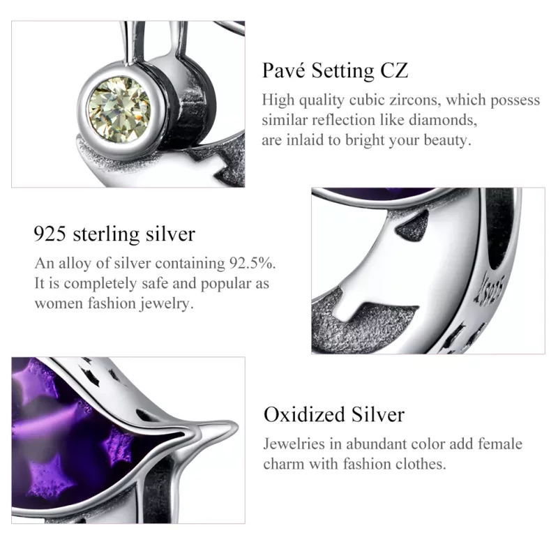 (imagen para) Pandora Style Charm Plateado Estrellado - SCC1618 - Ver 7