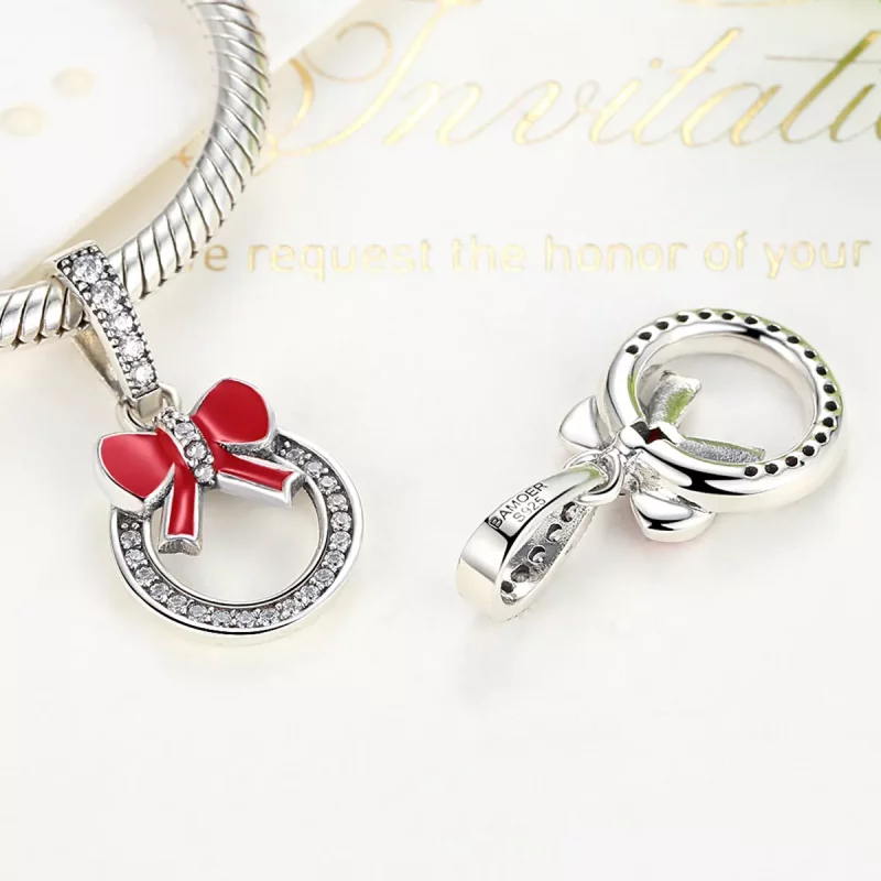 (imagen para) Pandora Style Corona de Navidad Plateada con Colgante - SCC077 - Ver 2