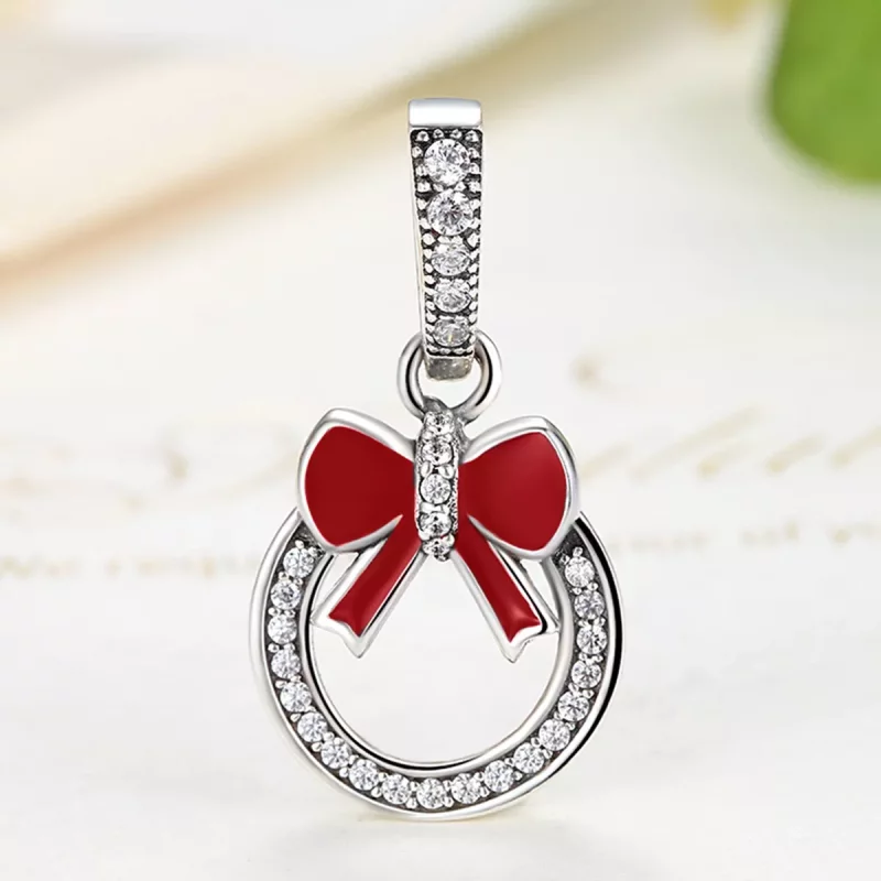 (imagen para) Pandora Style Corona de Navidad Plateada con Colgante - SCC077 - Ver 3