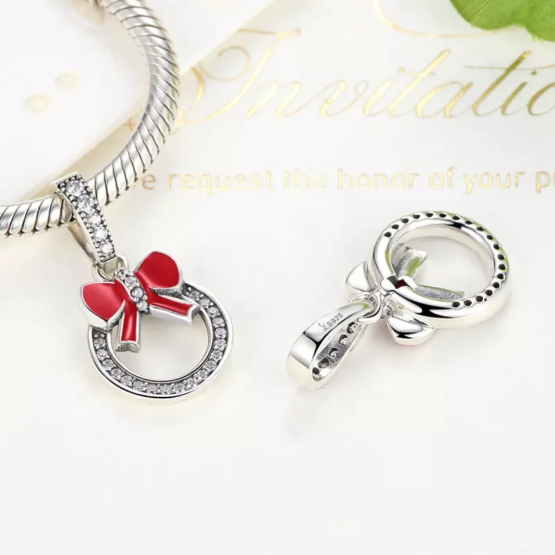 (imagen para) Pandora Style Corona de Navidad Plateada con Colgante - SCC077 - Ver 4