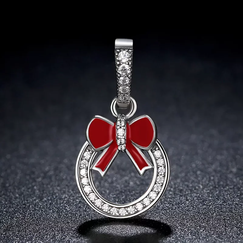 (imagen para) Pandora Style Corona de Navidad Plateada con Colgante - SCC077 - Ver 5