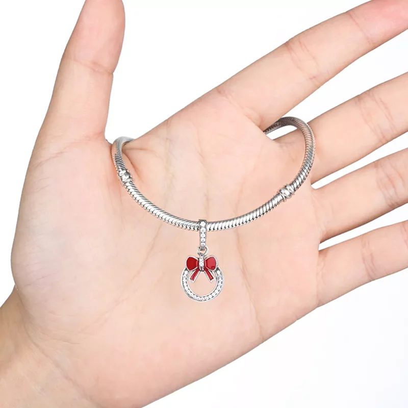 (imagen para) Pandora Style Corona de Navidad Plateada con Colgante - SCC077 - Ver 6