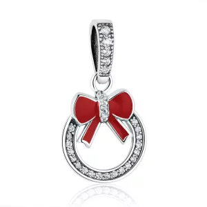 (imagen para) Pandora Style Corona de Navidad Plateada con Colgante - SCC077