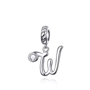 (imagen para) Pandora Style Letra W Plateada - Colgante - SCC1183-W