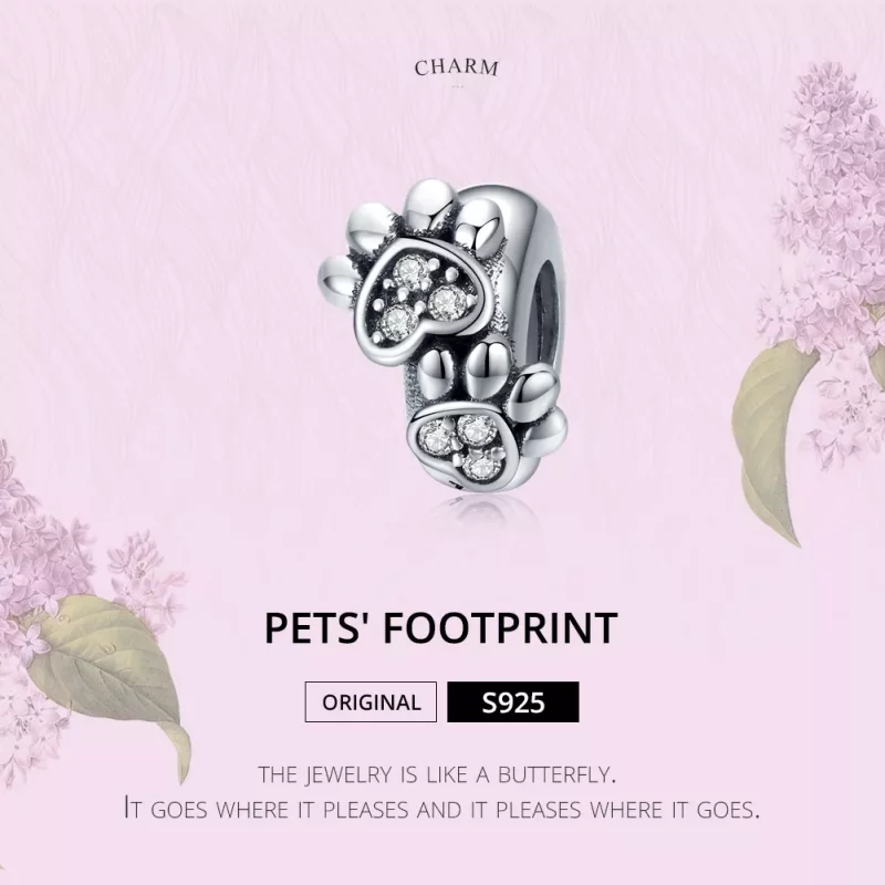 (imagen para) Pandora Style Plata Encantador Espaciador de Pata de Gato - SCC1312 - Ver 2