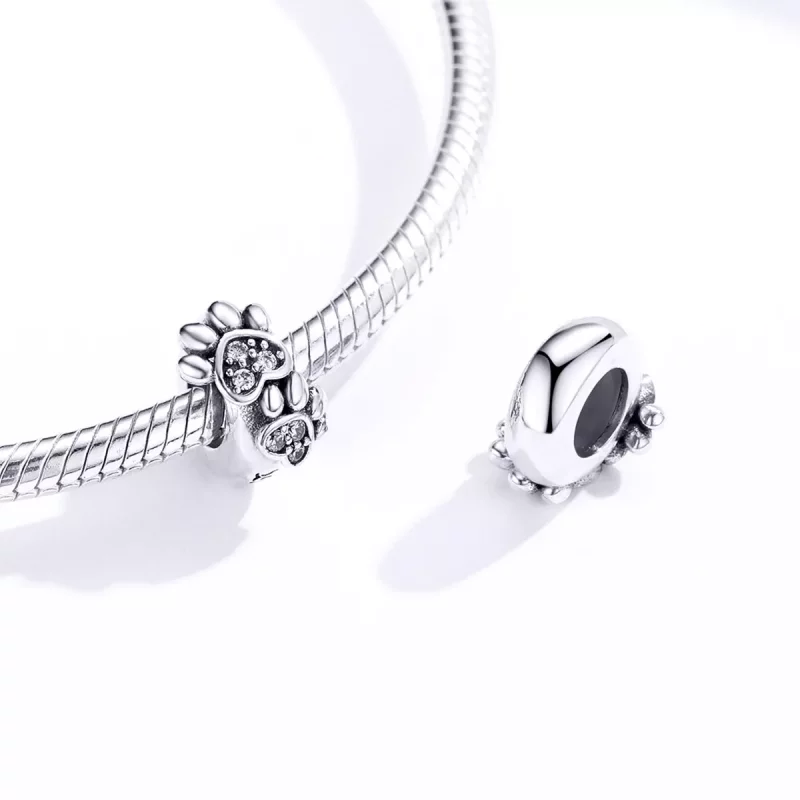 (imagen para) Pandora Style Plata Encantador Espaciador de Pata de Gato - SCC1312 - Ver 4