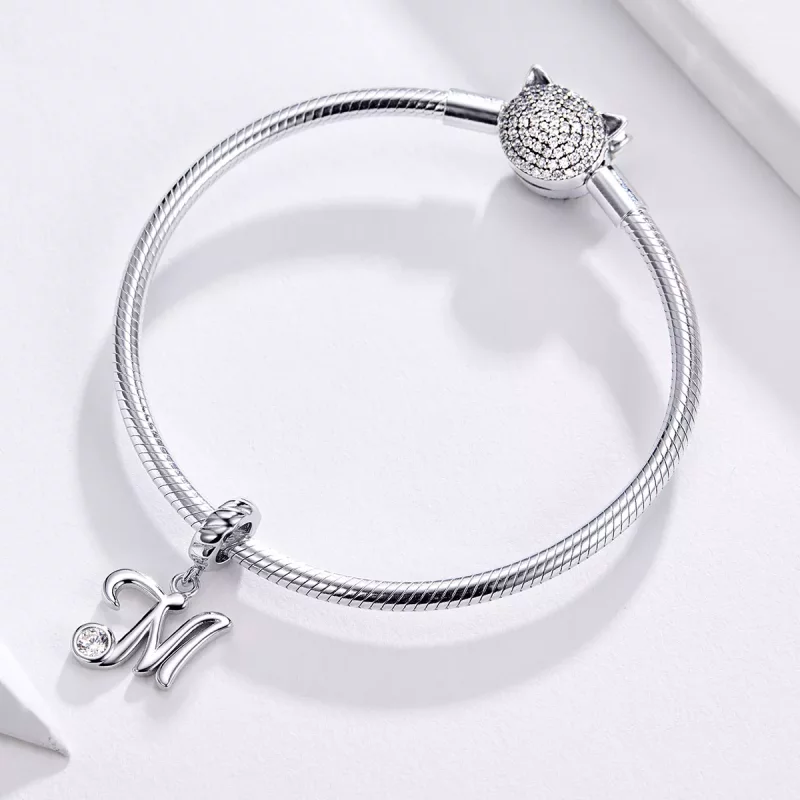 (imagen para) Pandora Style Plata Letra M Colgante - SCC1183-M - Ver 2