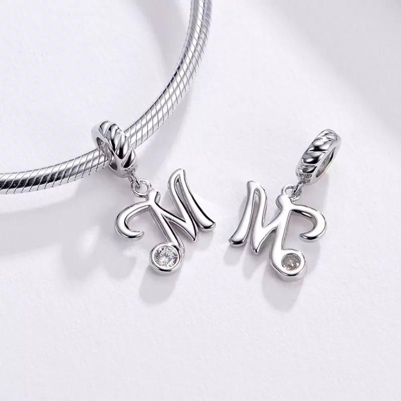(imagen para) Pandora Style Plata Letra M Colgante - SCC1183-M - Ver 3