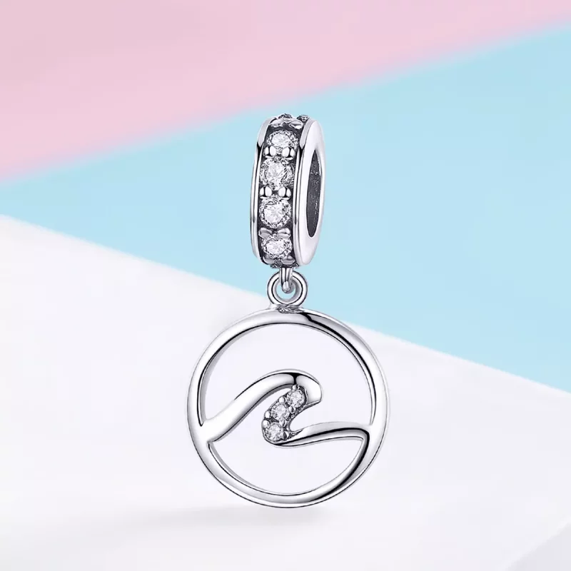 (imagen para) Pendiente colgante de estilo Pandora con ondas de plata - SCC1031 - Ver 2