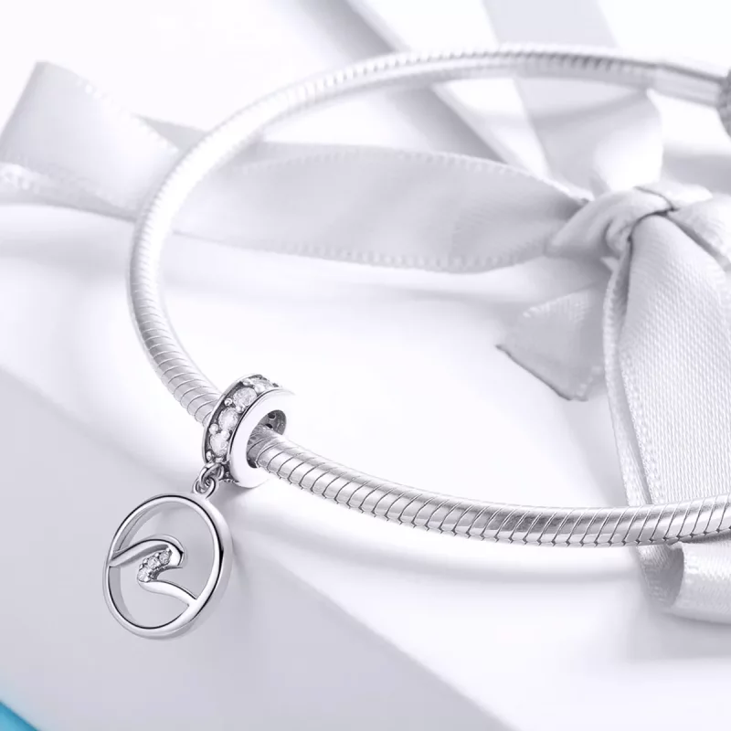 (imagen para) Pendiente colgante de estilo Pandora con ondas de plata - SCC1031 - Ver 3