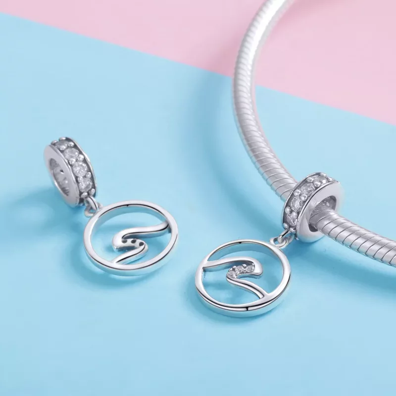(imagen para) Pendiente colgante de estilo Pandora con ondas de plata - SCC1031 - Ver 4