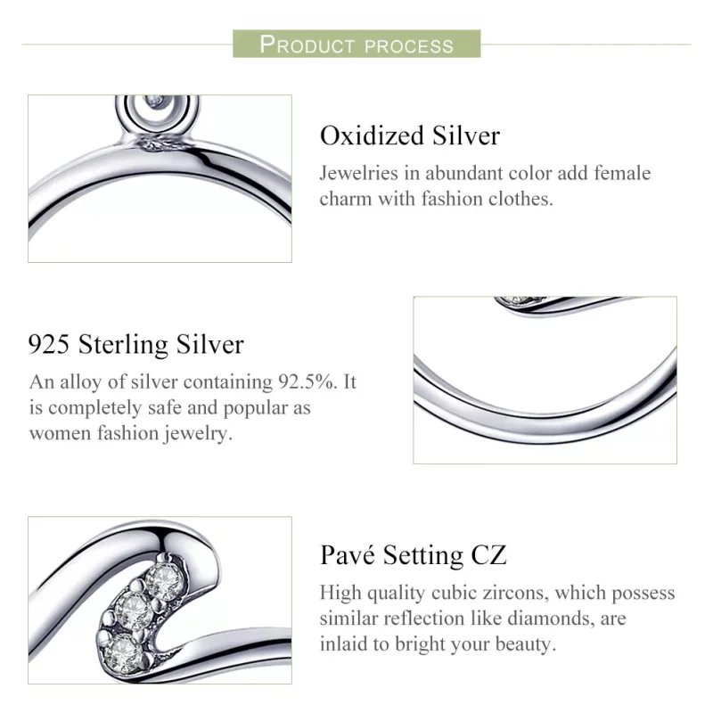 (imagen para) Pendiente colgante de estilo Pandora con ondas de plata - SCC1031 - Ver 6