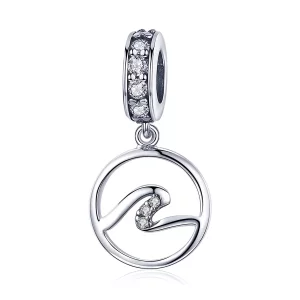 (imagen para) Pendiente colgante de estilo Pandora con ondas de plata - SCC1031