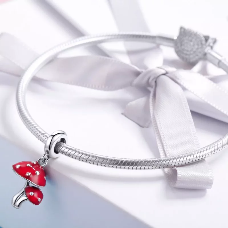 (imagen para) Pendiente colgante de hongo de plata estilo Pandora - SCC1060 - Ver 3