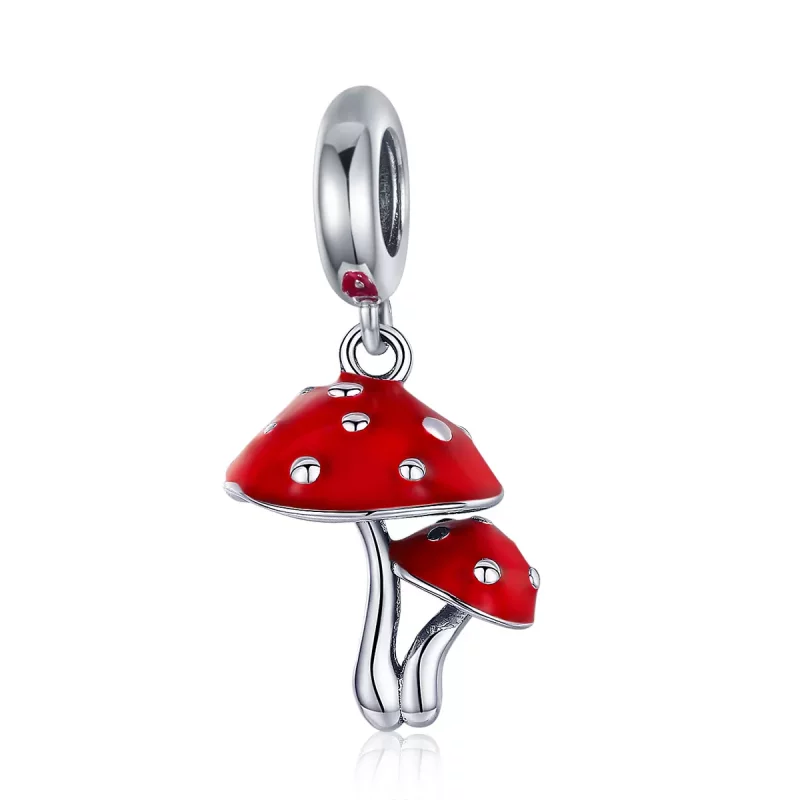 (imagen para) Pendiente colgante de hongo de plata estilo Pandora - SCC1060