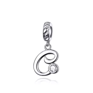 (imagen para) Pendiente colgante de letra C en plata estilo Pandora - SCC1183-C