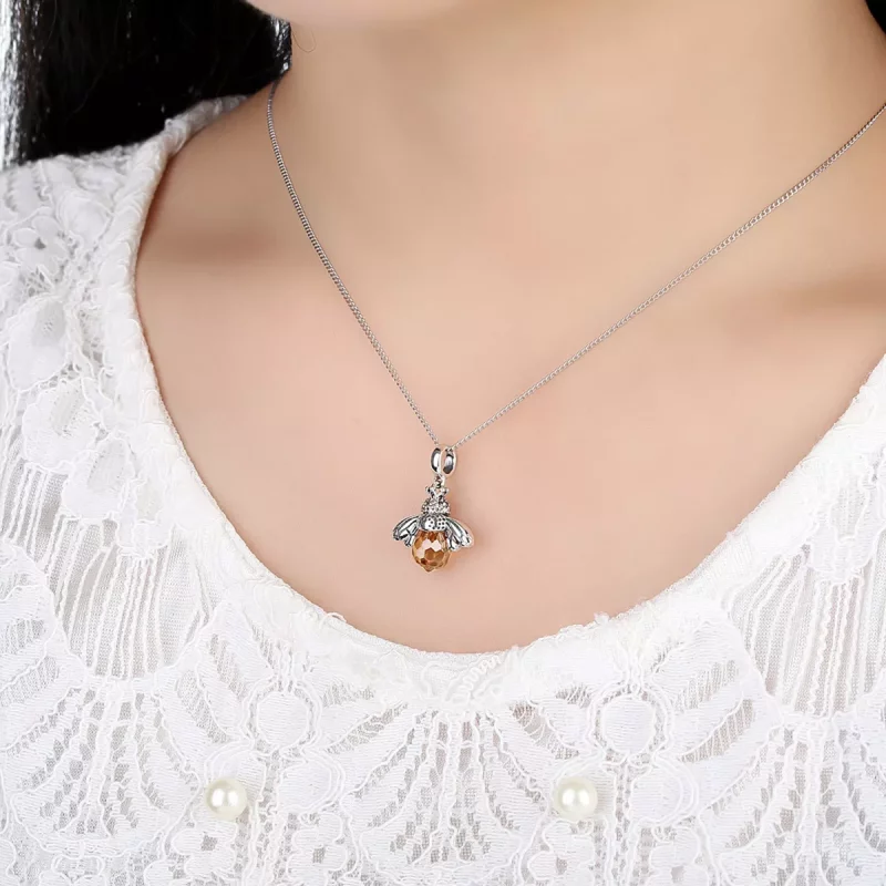(imagen para) Pendiente de abeja en plata estilo Pandora - SCC035 - Ver 2