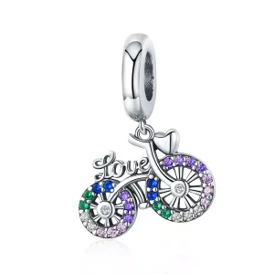 (imagen para) Pendiente de bicicleta de plata estilo Pandora - SCC1082