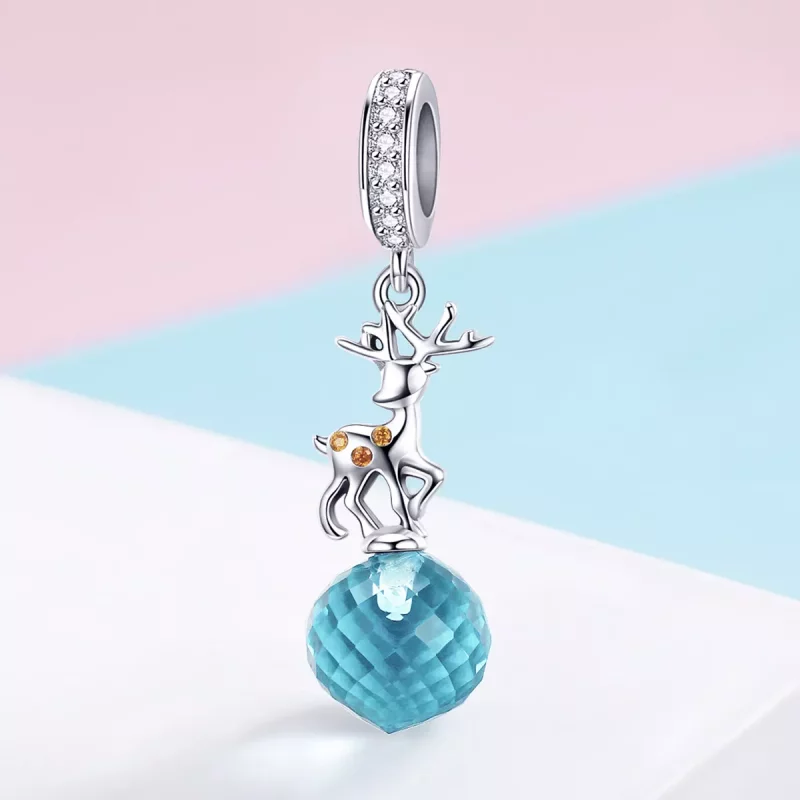 (imagen para) Pendiente de Ciervo de Plata con Estilo Pandora - SCC1010 - Ver 2