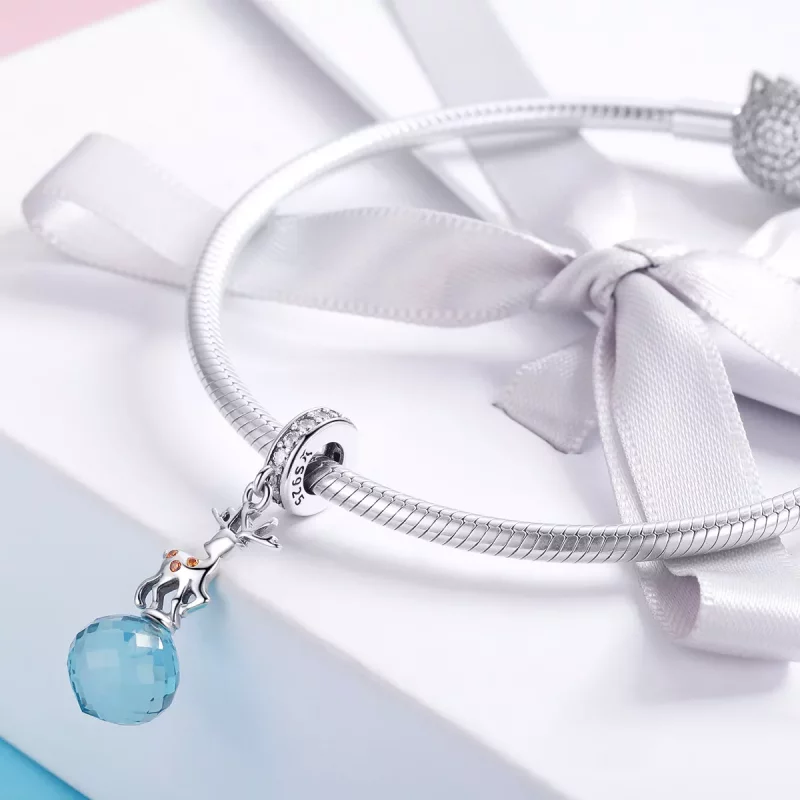 (imagen para) Pendiente de Ciervo de Plata con Estilo Pandora - SCC1010 - Ver 3