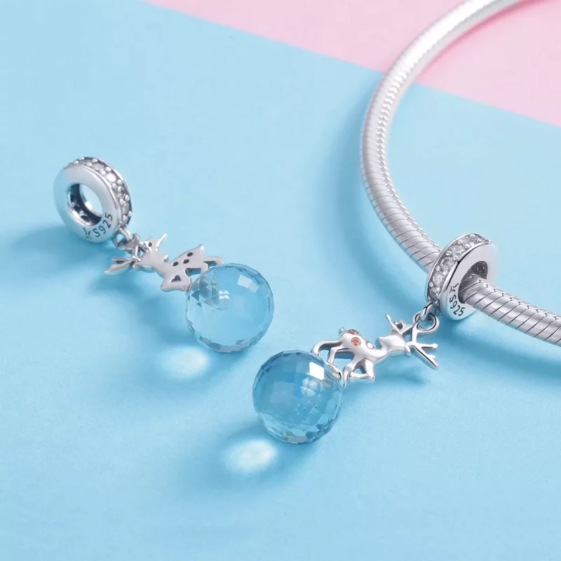 (imagen para) Pendiente de Ciervo de Plata con Estilo Pandora - SCC1010 - Ver 4