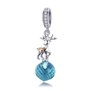 (imagen para) Pendiente de Ciervo de Plata con Estilo Pandora - SCC1010