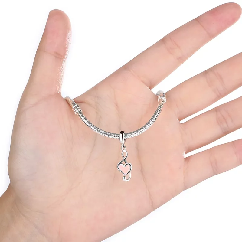 (imagen para) Pendiente de estilo Pandora con notas musicales de plata - SCC110 - Ver 2