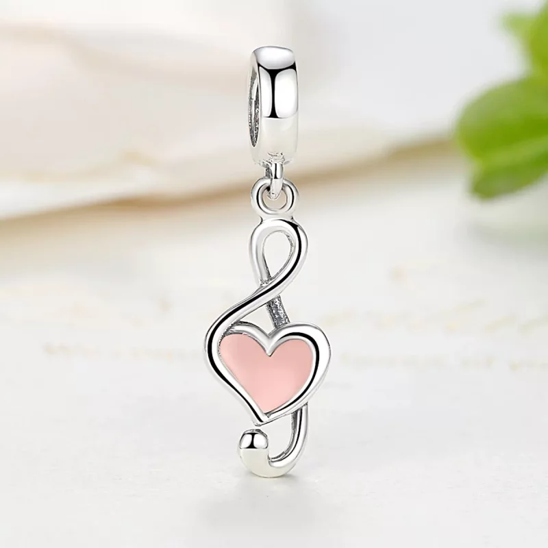 (imagen para) Pendiente de estilo Pandora con notas musicales de plata - SCC110 - Ver 3