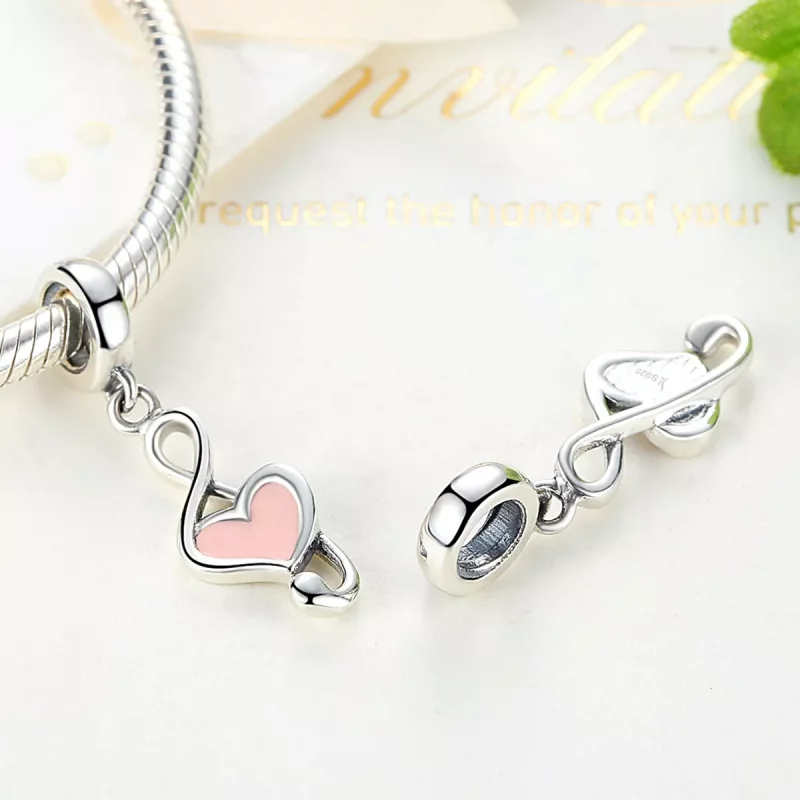 (imagen para) Pendiente de estilo Pandora con notas musicales de plata - SCC110 - Ver 4