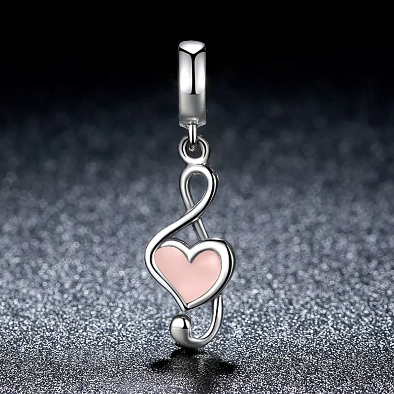 (imagen para) Pendiente de estilo Pandora con notas musicales de plata - SCC110 - Ver 6