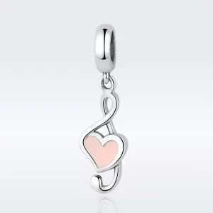 (imagen para) Pendiente de estilo Pandora con notas musicales de plata - SCC110