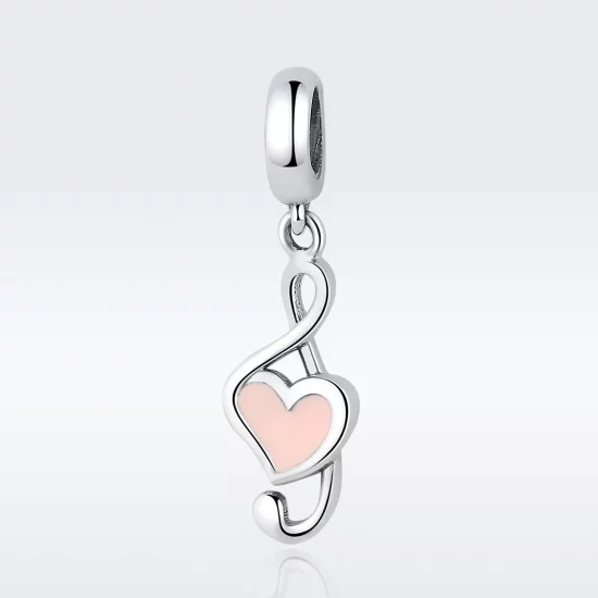 (imagen para) Pendiente de estilo Pandora con notas musicales de plata - SCC110