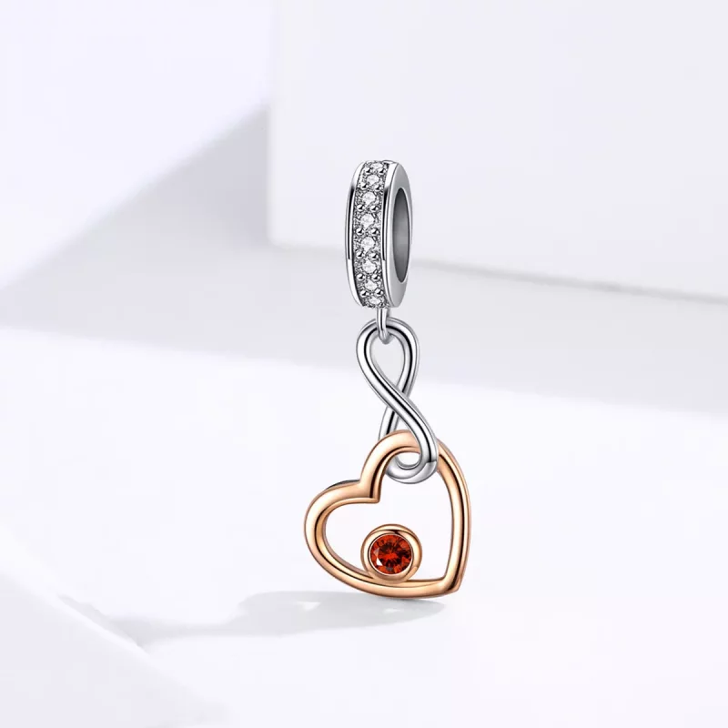 (imagen para) Pendiente de Palpitaciones Plateado y Oro Rosa de estilo Pandora - SCC1239 - Ver 2