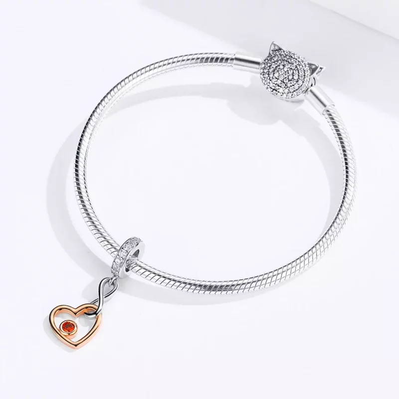 (imagen para) Pendiente de Palpitaciones Plateado y Oro Rosa de estilo Pandora - SCC1239 - Ver 3