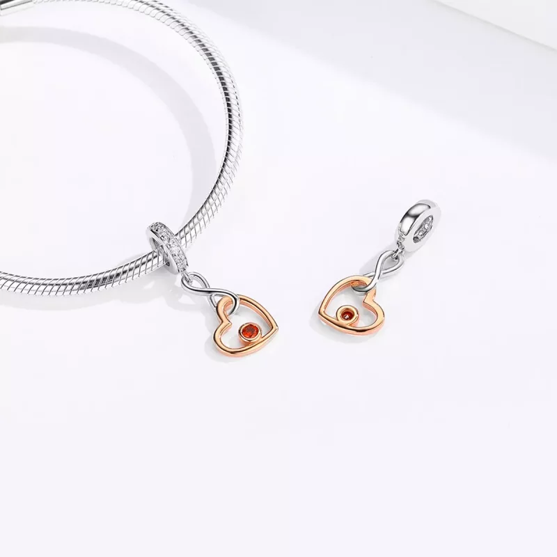 (imagen para) Pendiente de Palpitaciones Plateado y Oro Rosa de estilo Pandora - SCC1239 - Ver 4