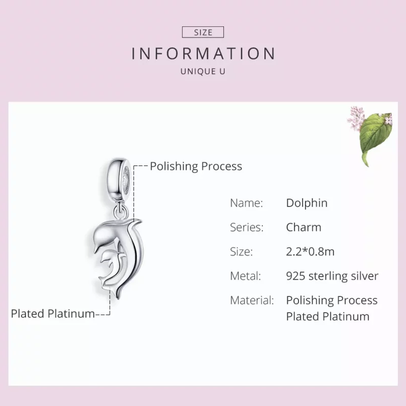 (imagen para) Pendiente de plata estilo Pandora con colgante de delfín - SCC1206 - Ver 3